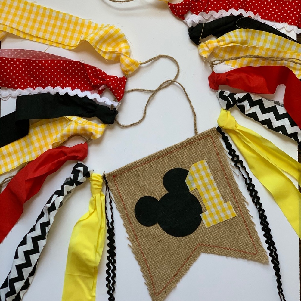 Mickey Mouse-Themed Highchair Banner *HANDMADE* - Picture 1 of 2